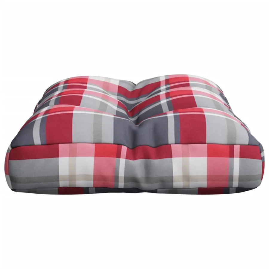 Coussin de palette motif à carreaux rouge 60x40x12 cm tissu - 6