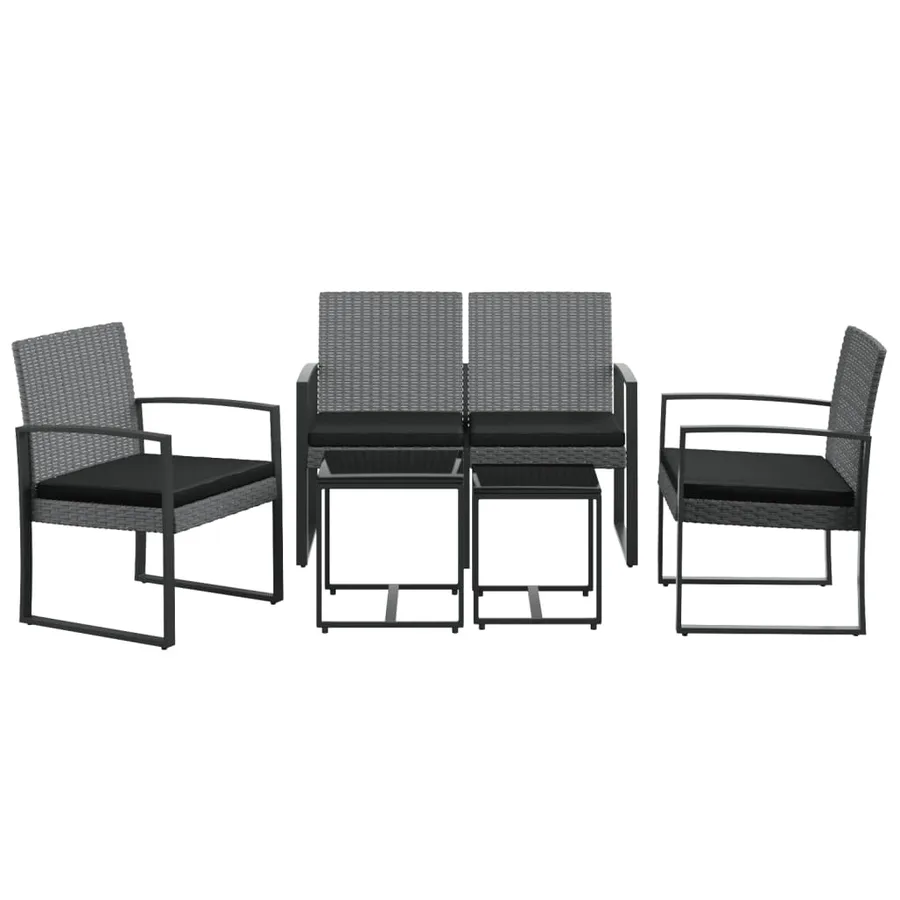 Ensemble à manger de jardin coussins 5 pcs gris foncé rotin PP - 3