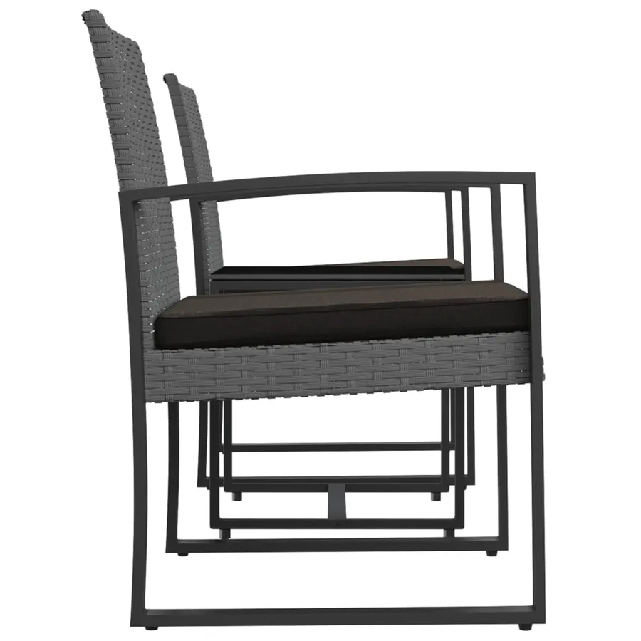 Ensemble à manger de jardin coussins 3 pcs gris foncé rotin PP - 4