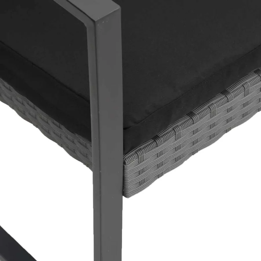 Ensemble à manger de jardin coussins 3 pcs gris foncé rotin PP - 5