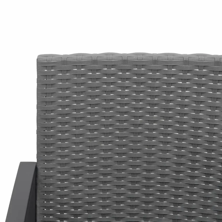 Ensemble à manger de jardin coussins 3 pcs gris foncé rotin PP - 6