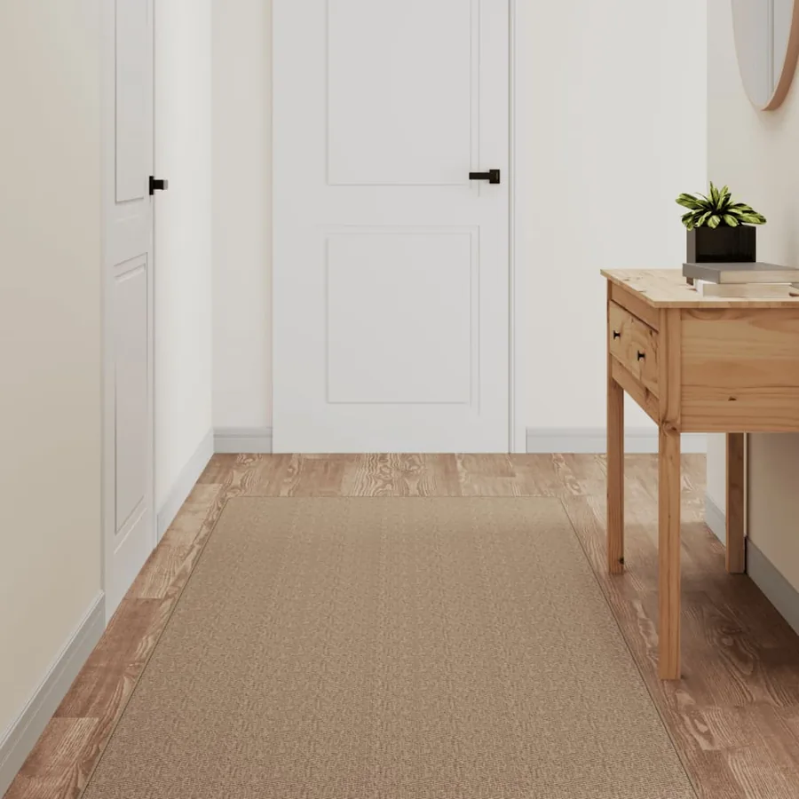 Tapis de couloir aspect sisal sable 80x400 cm