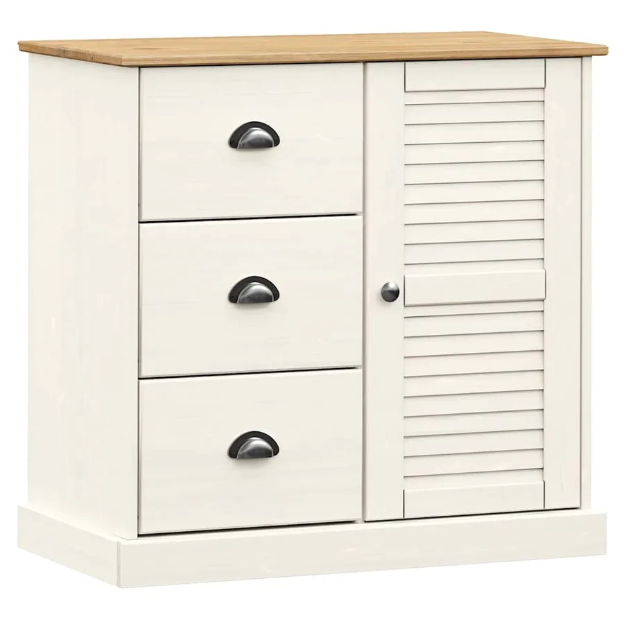 Buffet avec tiroirs VIGO 78x40x75 cm blanc bois massif de pin - 2