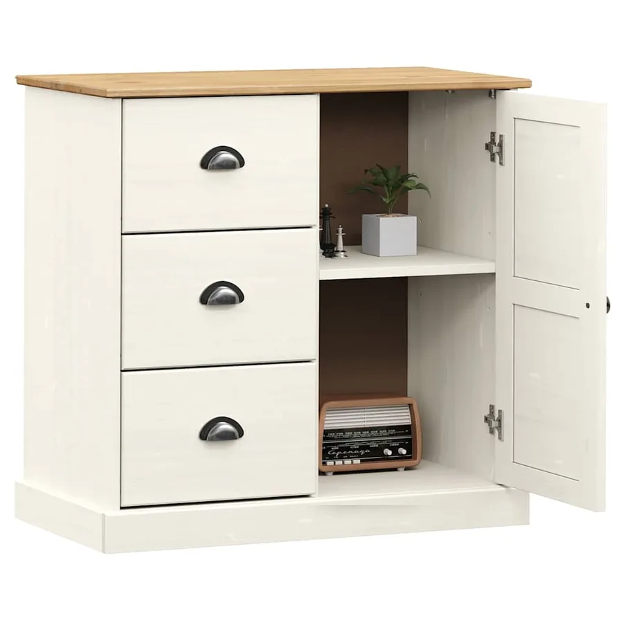 Buffet avec tiroirs VIGO 78x40x75 cm blanc bois massif de pin - 3