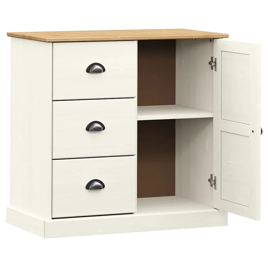 Buffet avec tiroirs VIGO 78x40x75 cm blanc bois massif de pin - 4