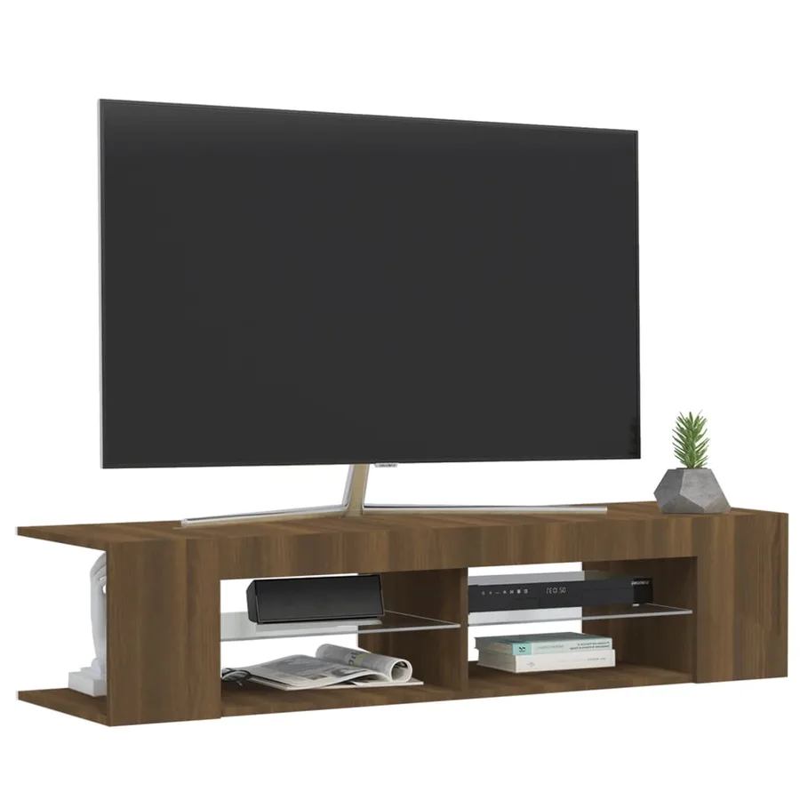 Meuble TV avec lumières LED chêne marron 135x39x30 cm - 6