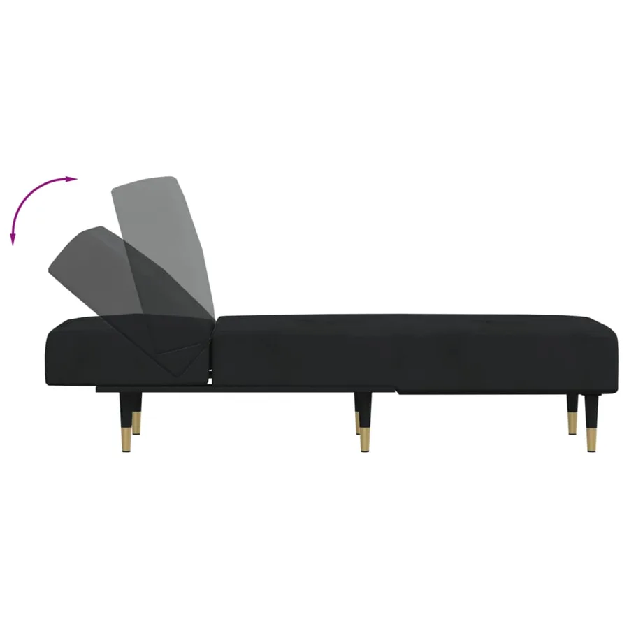 Chaise longue noir velours - 6