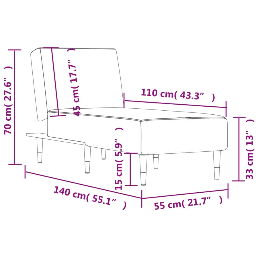 Chaise longue noir velours - 9
