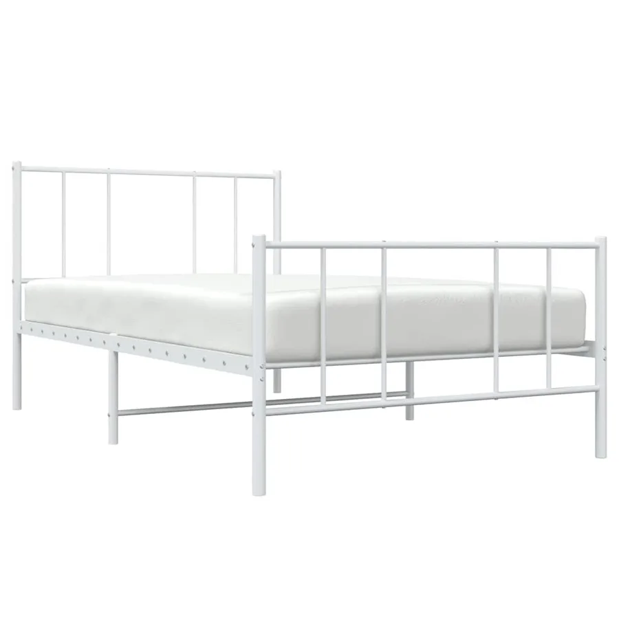 Cadre de lit métal sans matelas avec pied de lit blanc 75x190cm - 5