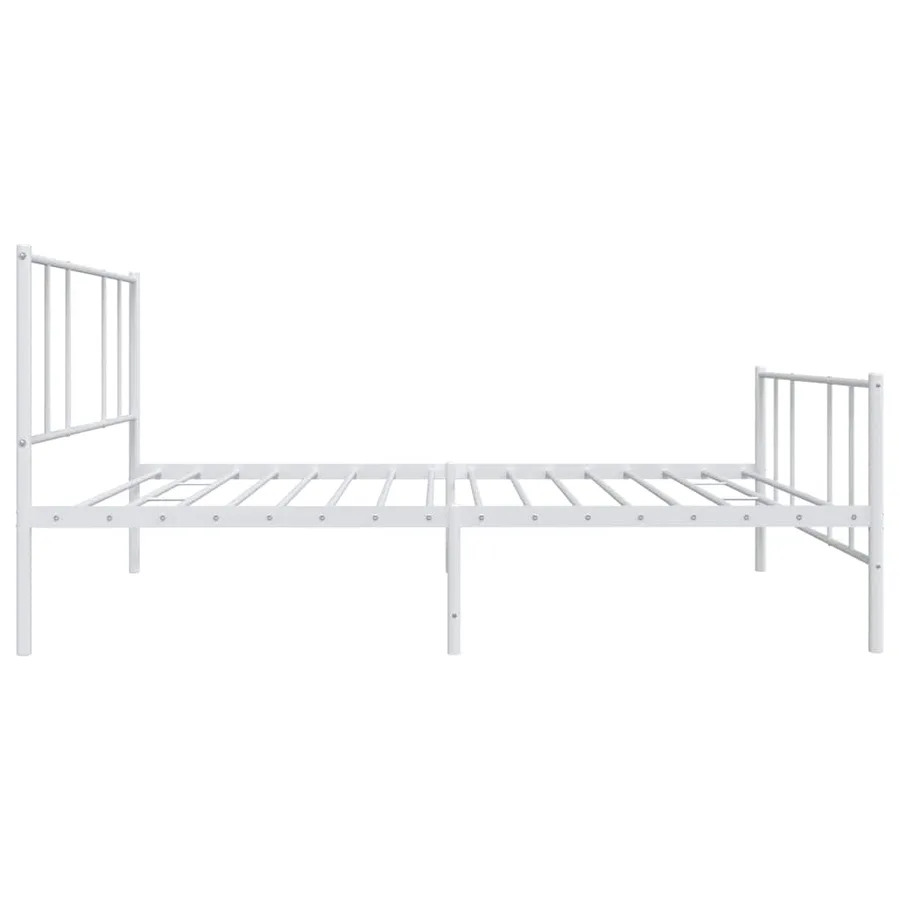 Cadre de lit métal sans matelas avec pied de lit blanc 75x190cm - 7