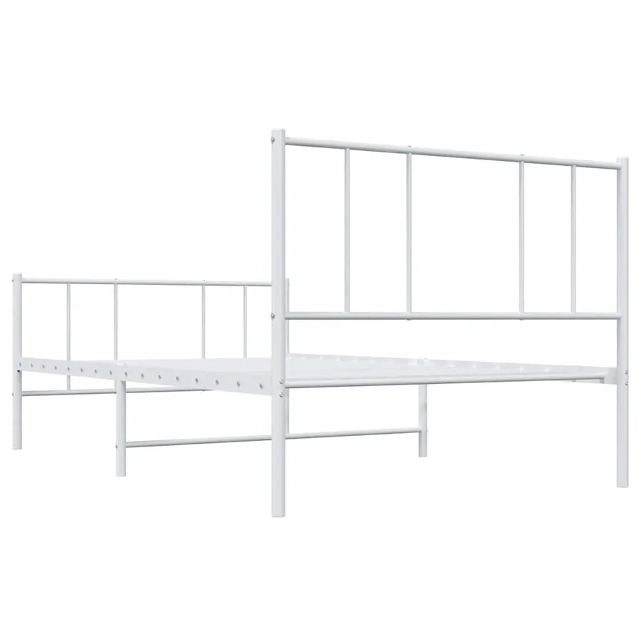 Cadre de lit métal sans matelas avec pied de lit blanc 75x190cm - 8