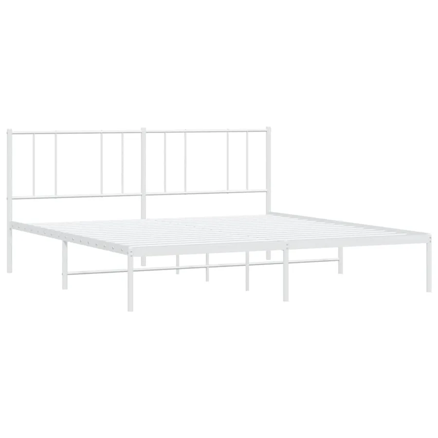Cadre de lit métal sans matelas et tête de lit blanc 193x203 cm - 4