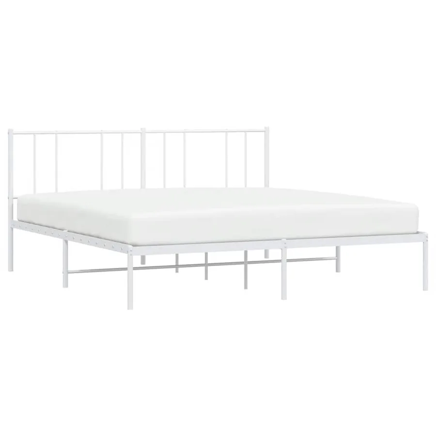 Cadre de lit métal sans matelas et tête de lit blanc 193x203 cm - 5