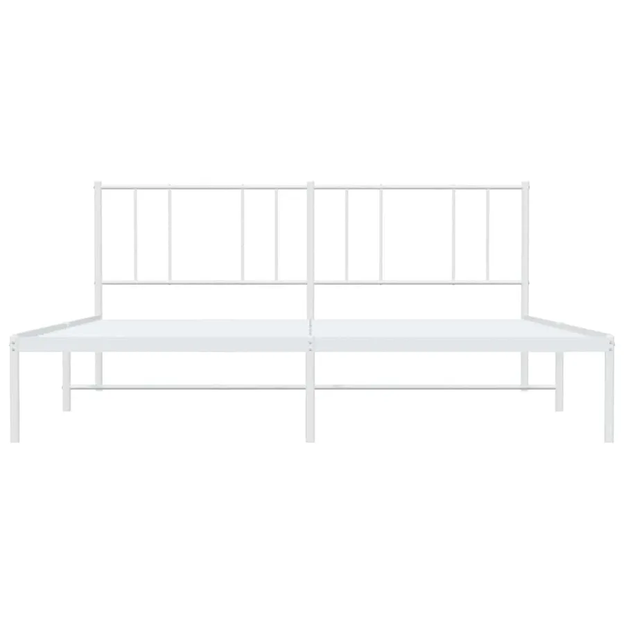 Cadre de lit métal sans matelas et tête de lit blanc 193x203 cm - 6