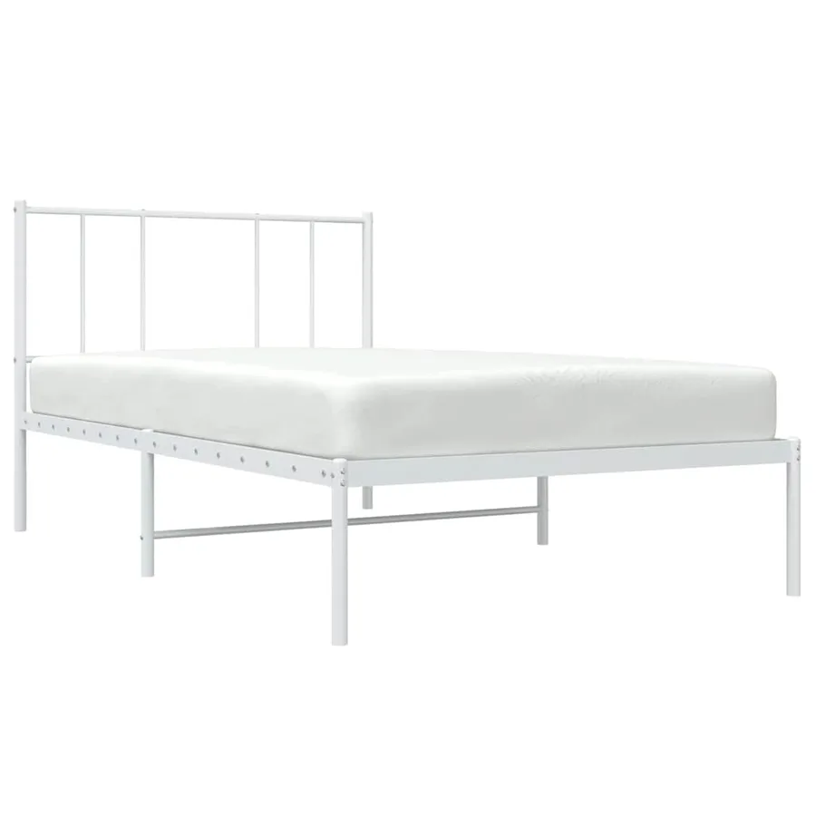 Cadre de lit métal sans matelas avec tête de lit blanc 90x190cm - 5