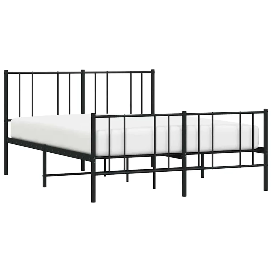 Cadre de lit métal sans matelas avec pied de lit noir 150x200cm - 5