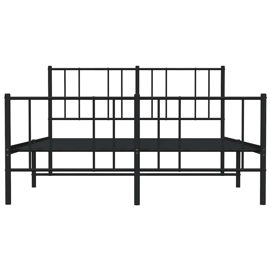 Cadre de lit métal sans matelas avec pied de lit noir 150x200cm - 6