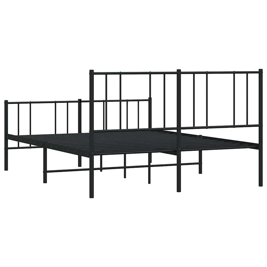 Cadre de lit métal sans matelas avec pied de lit noir 150x200cm - 8