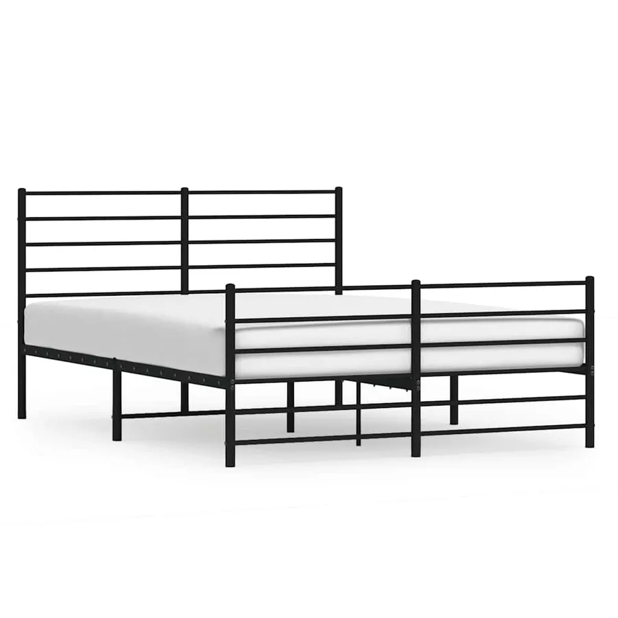 Cadre de lit métal sans matelas avec pied de lit noir 135x190cm - 2