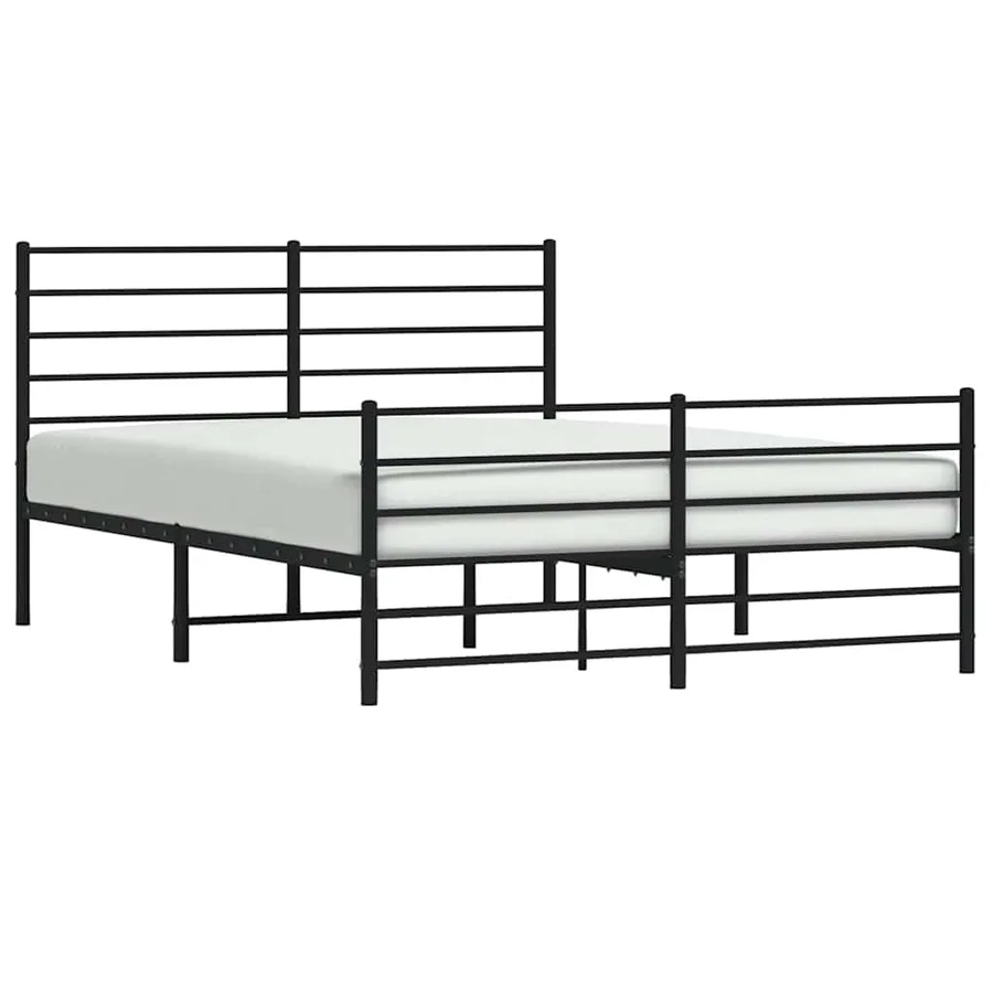 Cadre de lit métal sans matelas avec pied de lit noir 135x190cm - 5