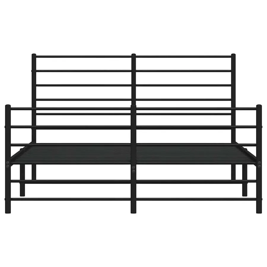 Cadre de lit métal sans matelas avec pied de lit noir 135x190cm - 6