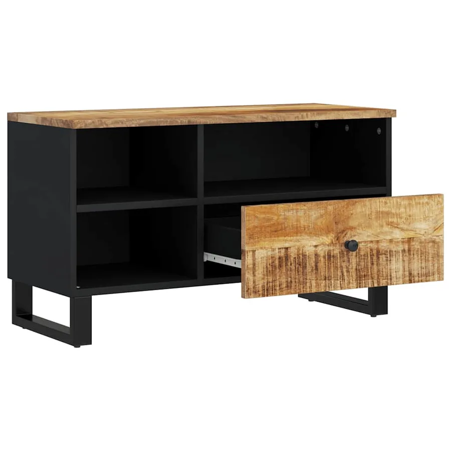Meuble TV 80x33x46 cm bois de manguier et d'ingénierie - 2