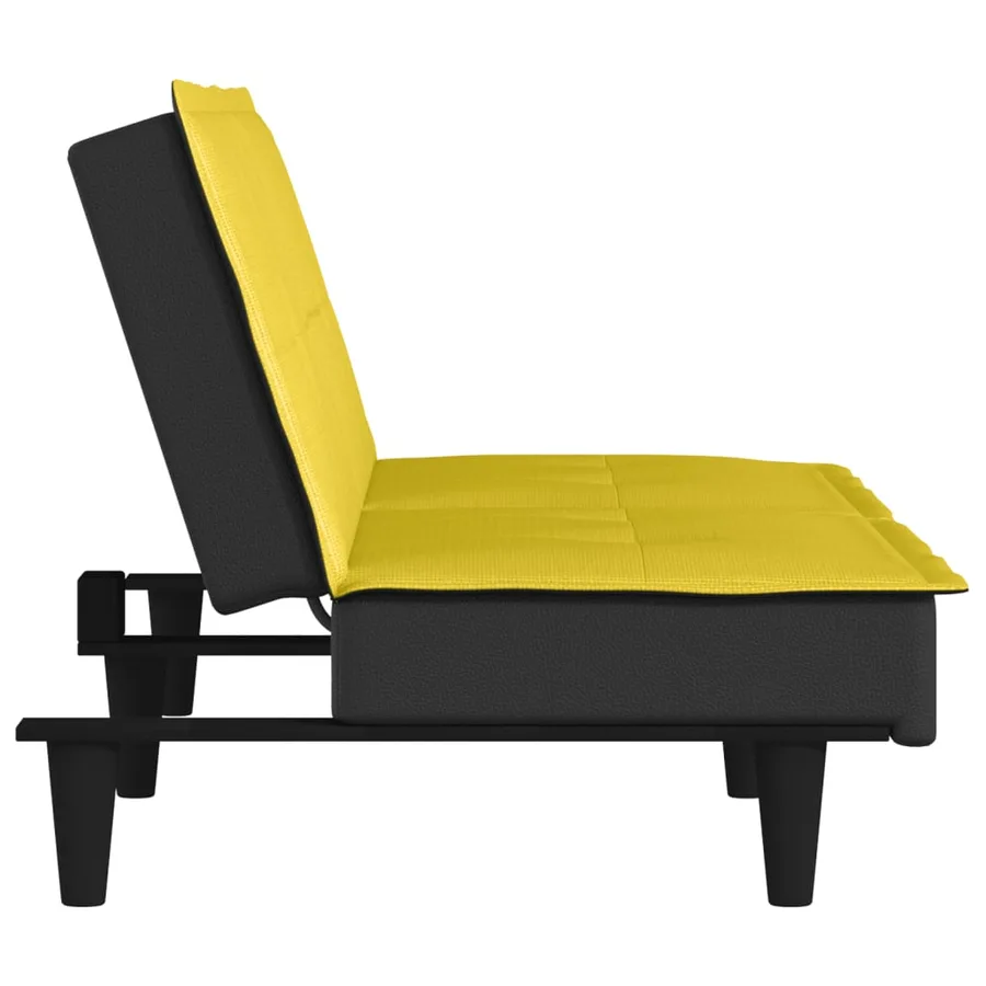 Canapé-lit jaune clair tissu - 5