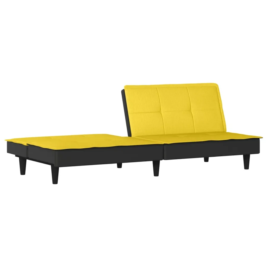Canapé-lit jaune clair tissu - 7
