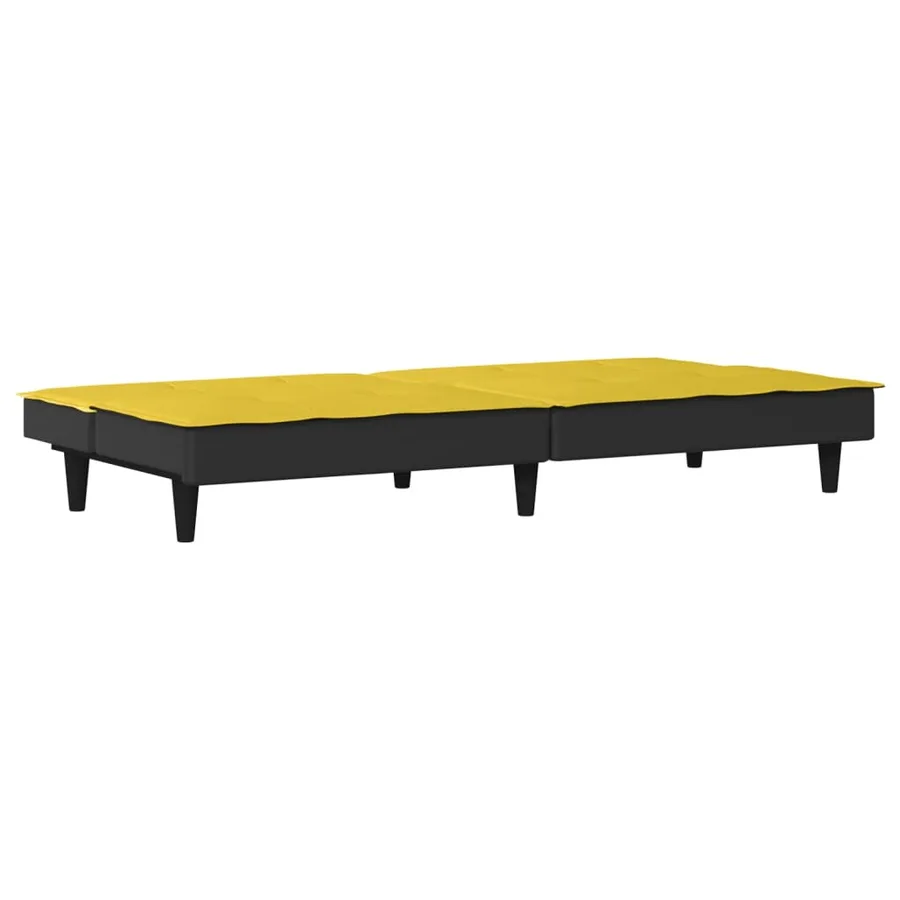 Canapé-lit jaune clair tissu - 8
