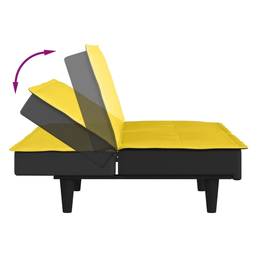 Canapé-lit jaune clair tissu - 9