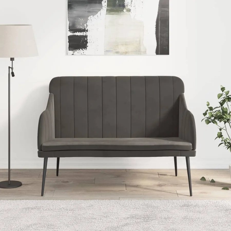 Banc Gris foncé 110x76x80 cm Velours