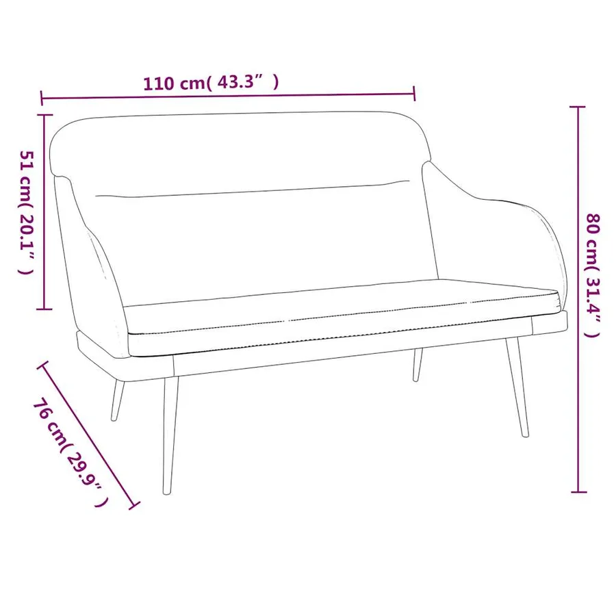 Banc Crème 110x76x80 cm Velours - 8