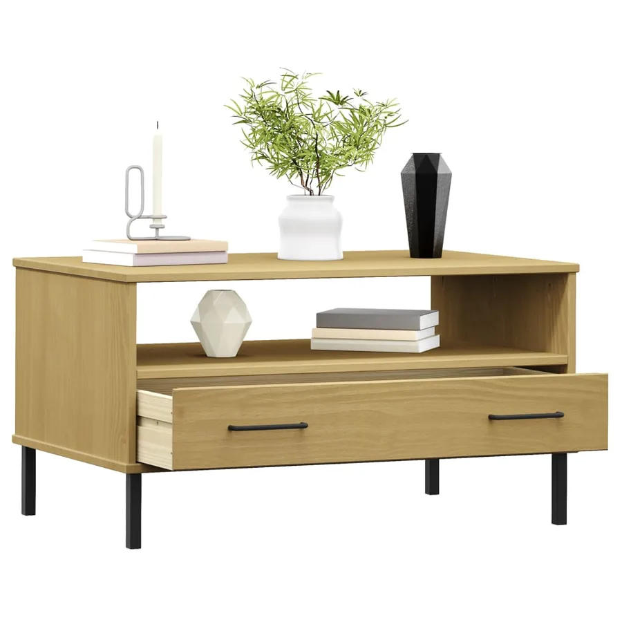 Table basse avec pieds en métal Marron 85x50x45 cm Bois OSLO - 3