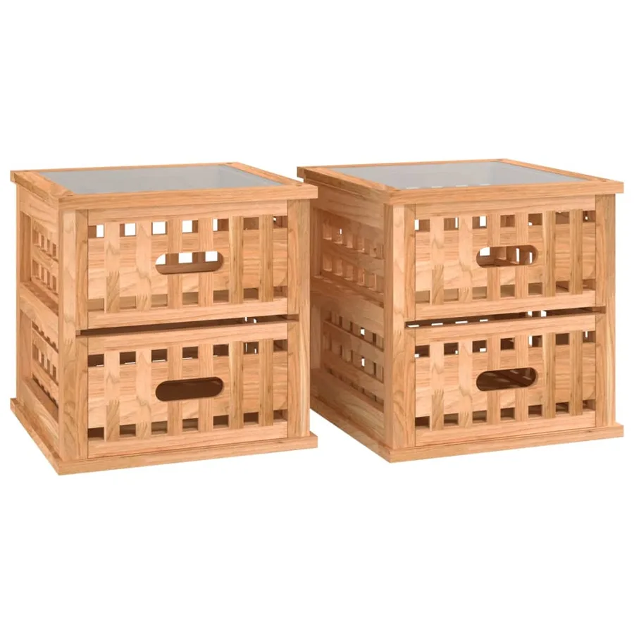 Tables de chevet 2 pcs 34x34x34 cm Bois massif de noyer - 2