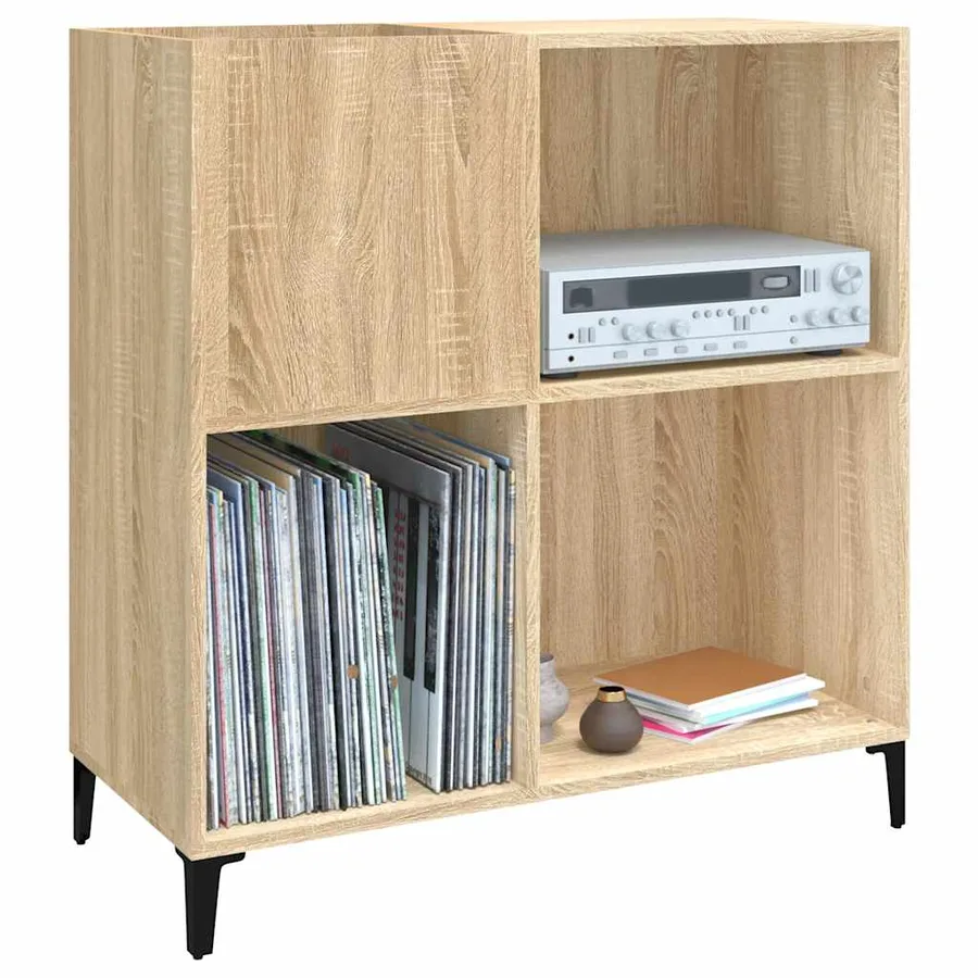 Armoire à disques chêne sonoma 84,5x38x89 cm bois d'ingénierie - 4