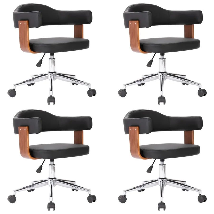 Chaises pivotantes à manger lot de 4 bois courbé et similicuir - 2