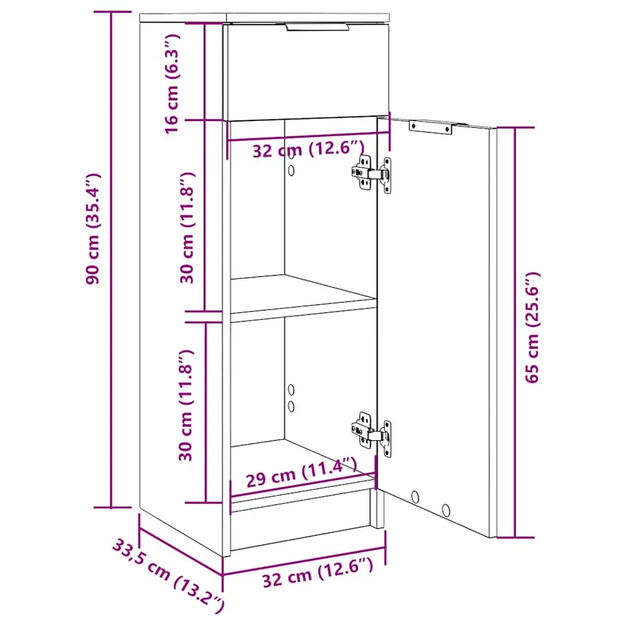 Armoire de salle de bain Chêne sonoma 32x33,5x90 cm - 10