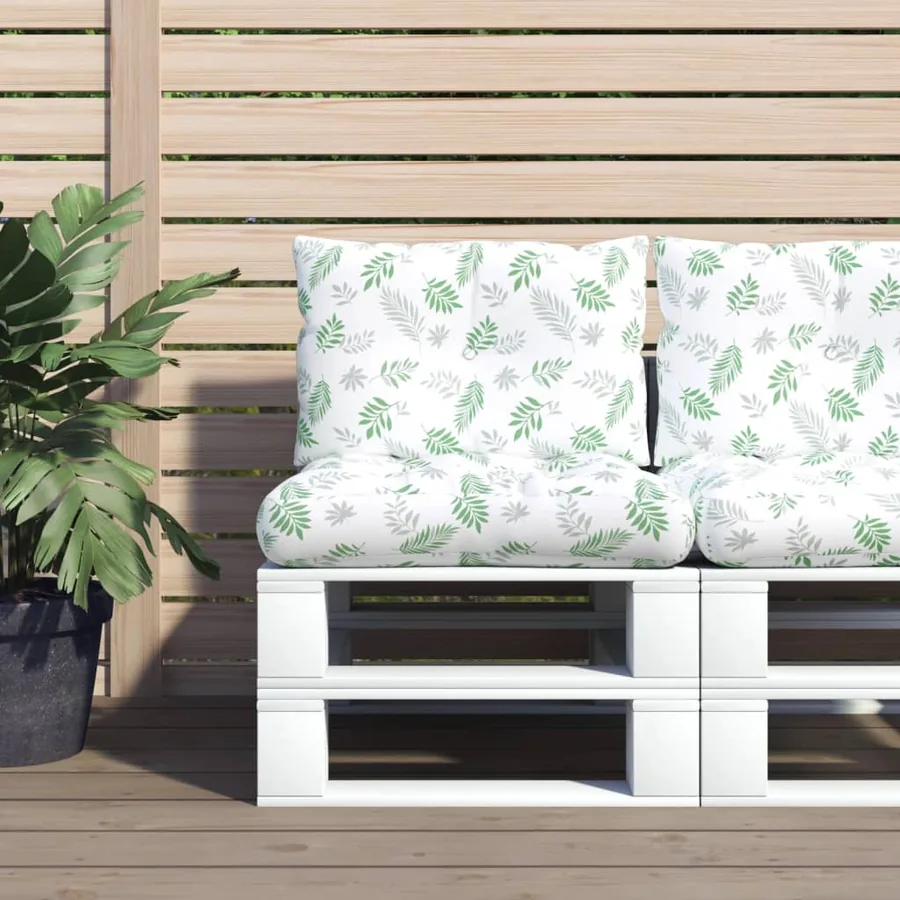 Coussins de palette lot de 2 motif de feuilles tissu Oxford