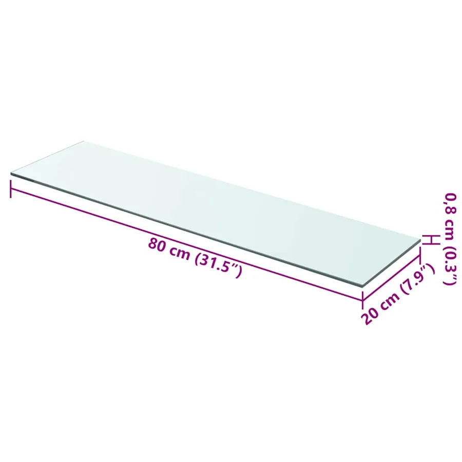 Panneaux d'étagère 2 pcs Verre Transparent 80 x 20 cm - 4