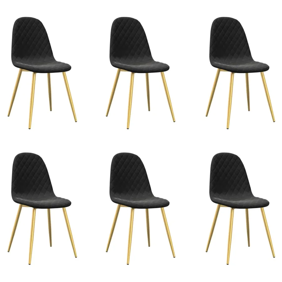 Chaises à manger lot de 6 noir velours - 2