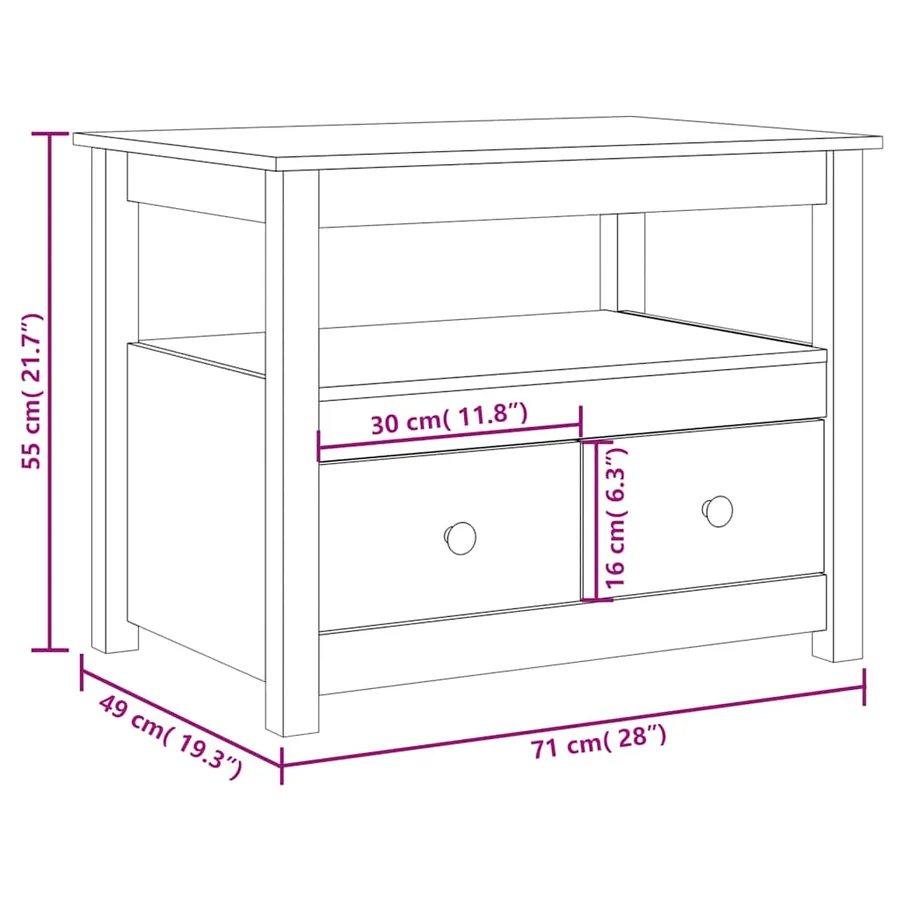 Table basse Noir 71x49x55 cm Bois massif de pin - 12