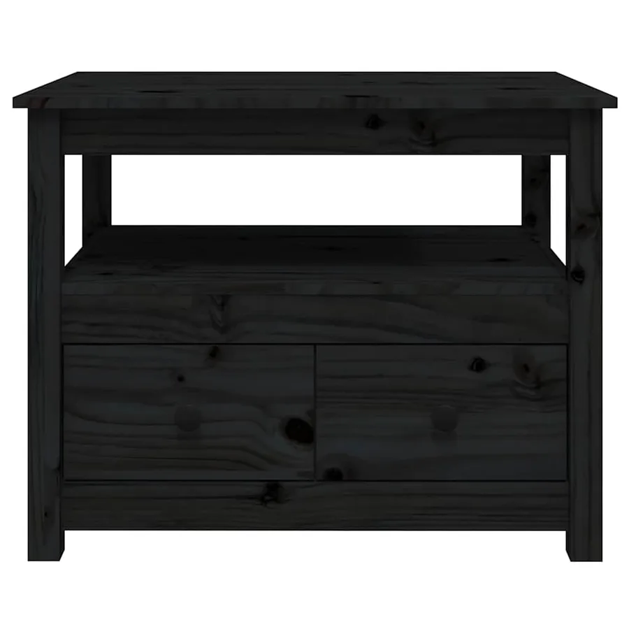 Table basse Noir 71x49x55 cm Bois massif de pin - 7