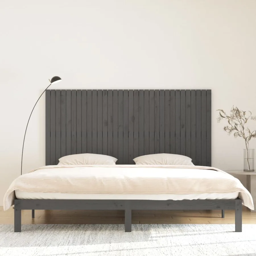 Tête de lit murale Gris 204x3x110 cm Bois massif de pin - 3