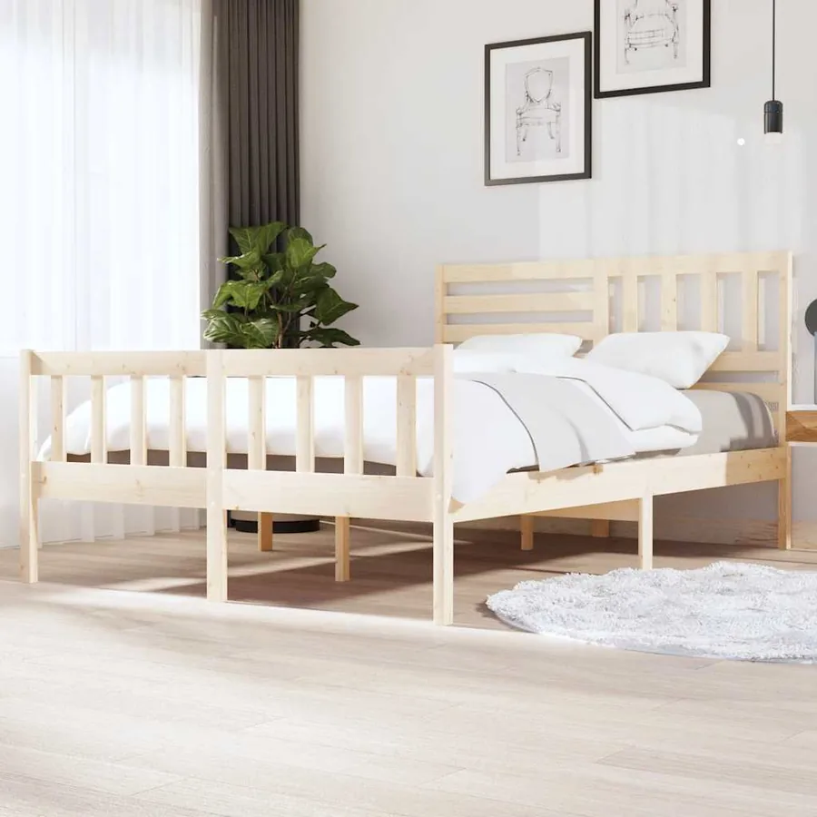 Cadre de lit sans matelas bois massif 140x200 cm