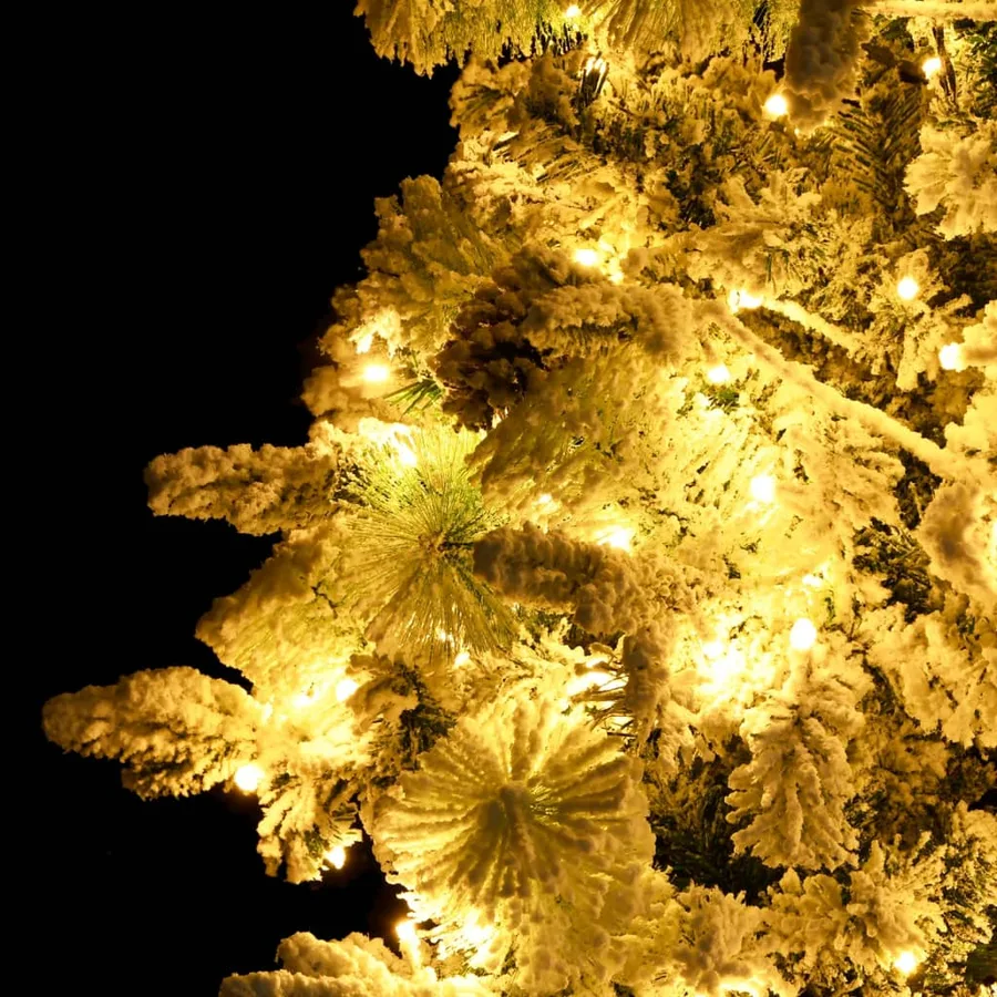 Sapin de Noël pré-éclairé avec neige floquée/cônes 195cm PVC/PE - 6