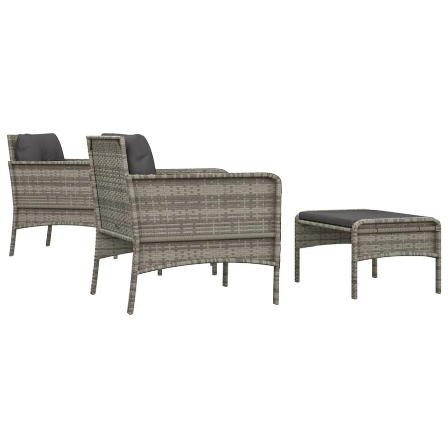 Salon de jardin 5 pcs avec coussins Gris Résine tressée - 5