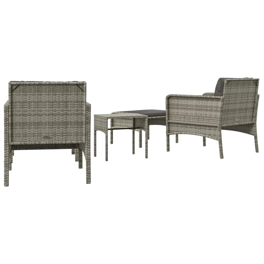 Salon de jardin 5 pcs avec coussins Gris Résine tressée - 6