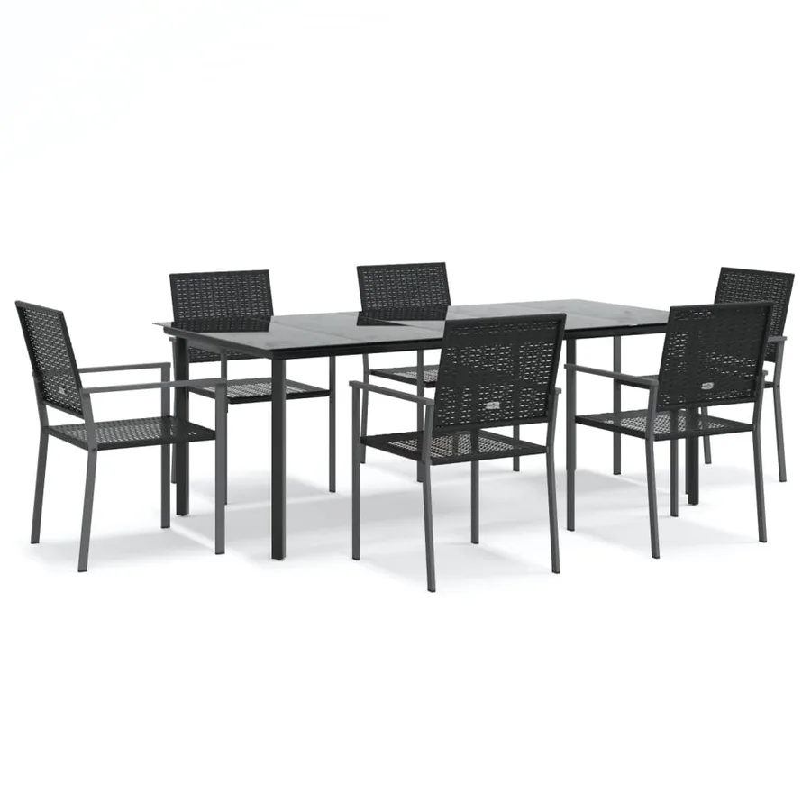 Ensemble à manger de jardin 7 pcs résine tressée acier - 2