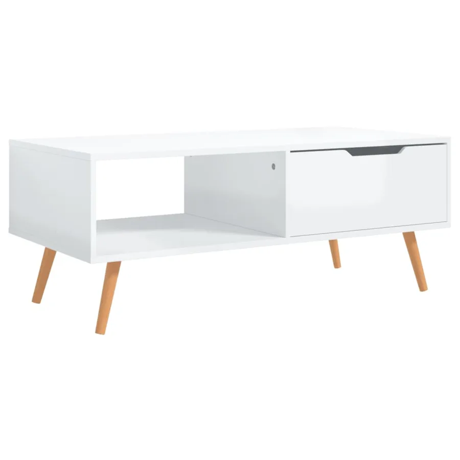 Table basse Blanc brillant 100x49,5x43 cm Bois d'ingénierie - 2