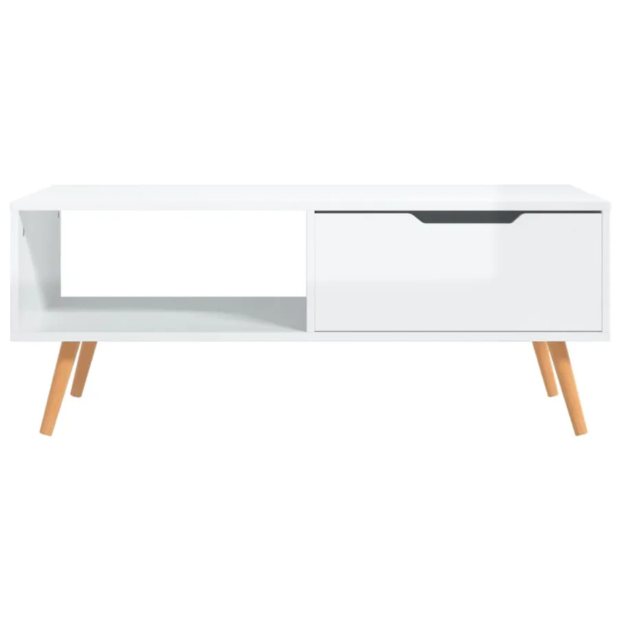 Table basse Blanc brillant 100x49,5x43 cm Bois d'ingénierie - 3